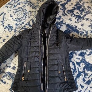 black fur lined puffer
